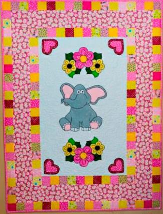 Elephant with Flowers Nursery Quilt by Ms P Designs USA