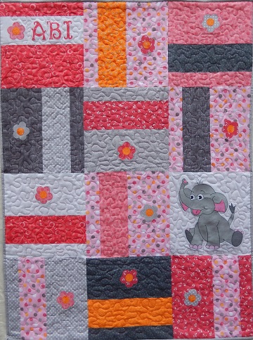 Asian elephant nursery quilt by Ms P Designs USA