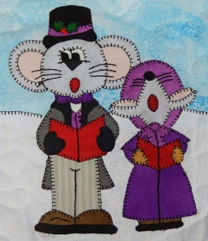 Papa and Girl Caroling Mice by Ms P Designs USA