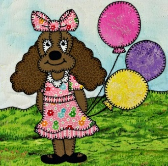 Puppy girl with balloon by Ms P Designs USA