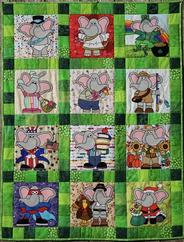 Elephants All Year Quilt by Ms P Designs USA