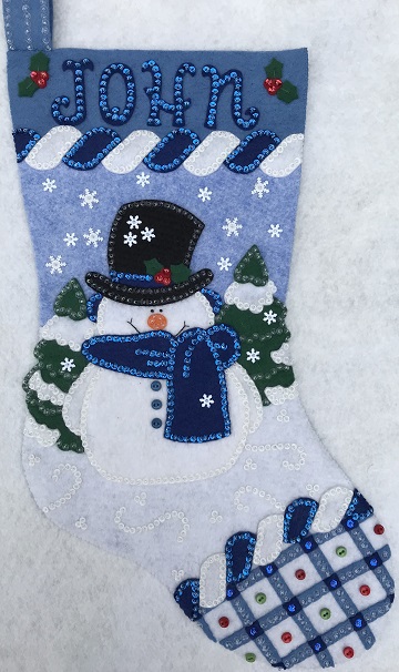 Top Hat Snowman Stocking by Ms P Designs USA